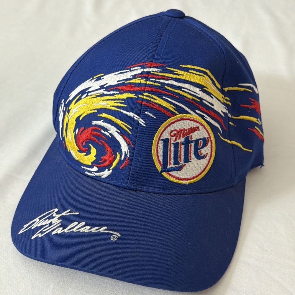 Vintage Chase Authentics Rusty Wallace Miller Lite Strapback‎ Hat Racing Vtg Cap